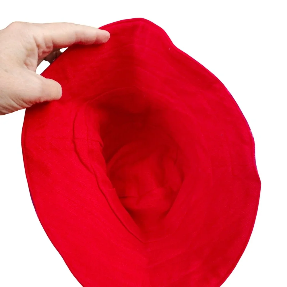 Multicolor Artisan Handwoven Cotton Bucket Hat Boho Festival Sun Hat Wide Brim‎